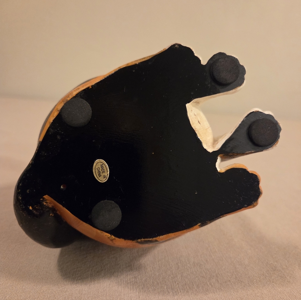 DISTRESSED WOODEN CALLICO CAT FIGURINE - Picture 6 of 7